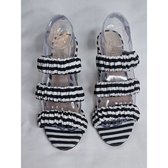 Raye Revolve Mimi Striped Black Strappy Heeled Mules Womens Size 8.5 - Picture 7 of 8